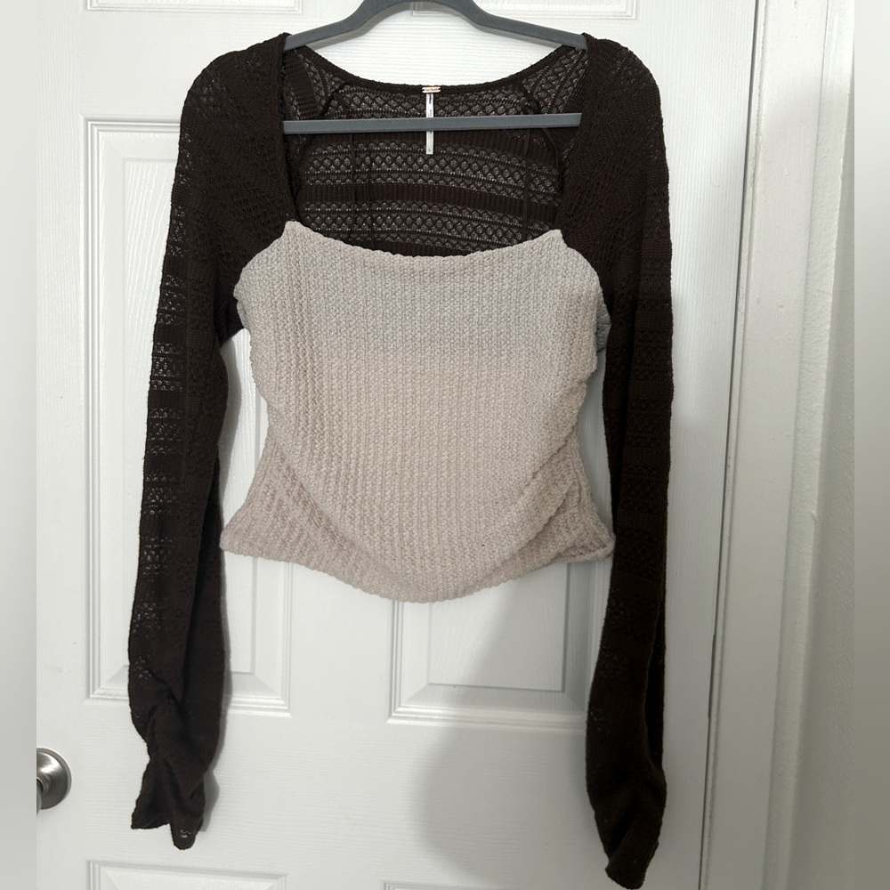 Free People Two-Tone Knit Top